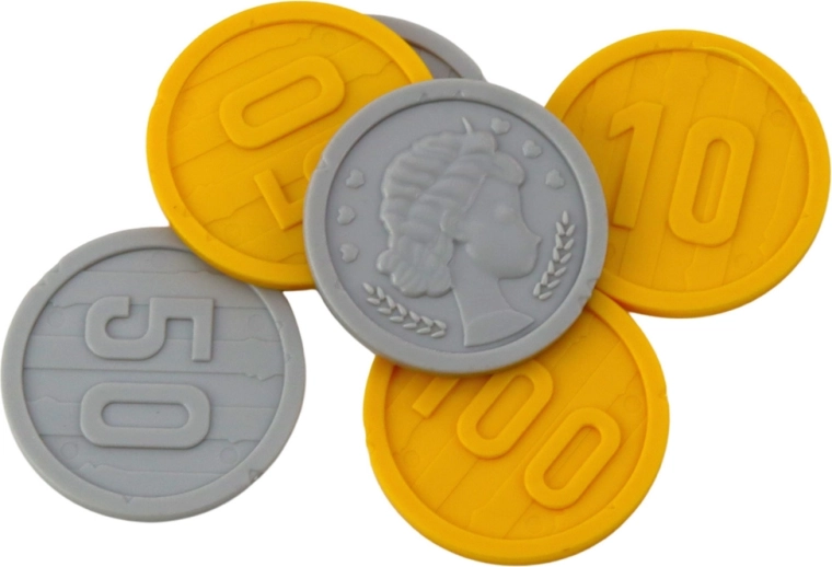 Münzen und Zubehör für Kaufmannsspiele und Schatzsuche