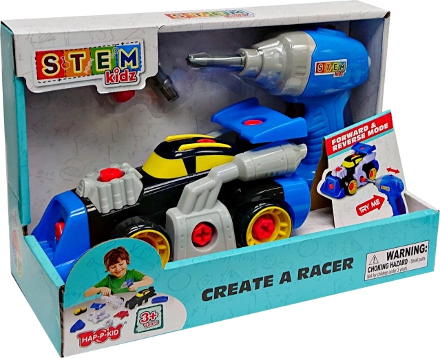 Schraubbares Rennwagen-Spielzeug mit Bohrmaschine, blau