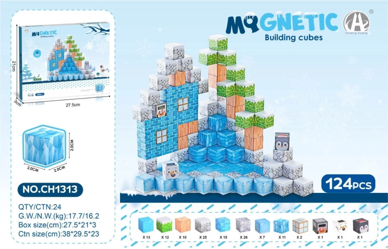 Magnetische 3D-Würfel für Kinder – 124 Teile