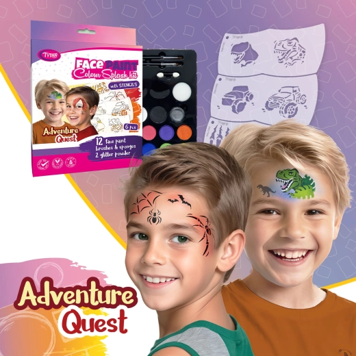 TyToo Adventure Quest Gesichtsfarben-Set mit 6 Mosaic-Schablonen