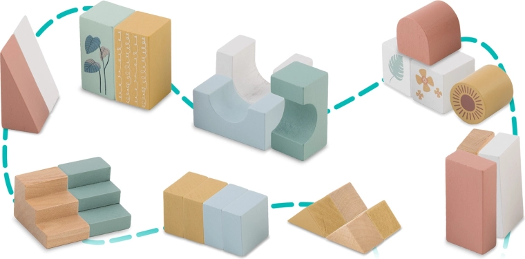 Kreatives Bauen mit 24 Holzklötzen