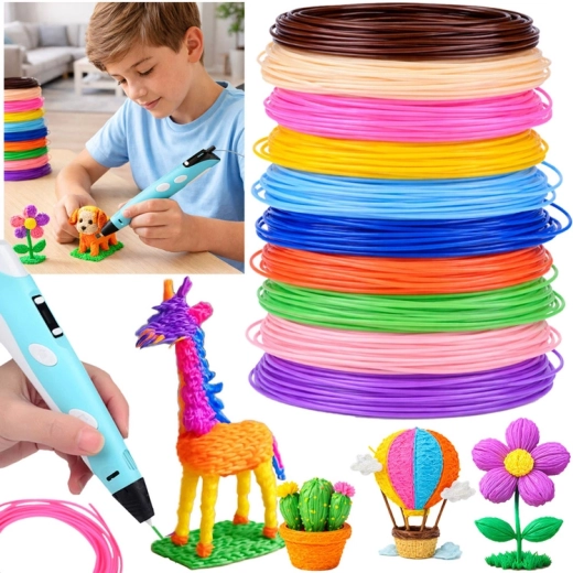 Set aus PCL-Filamenten für 3D-Stifte, 10 Farben, 50 m