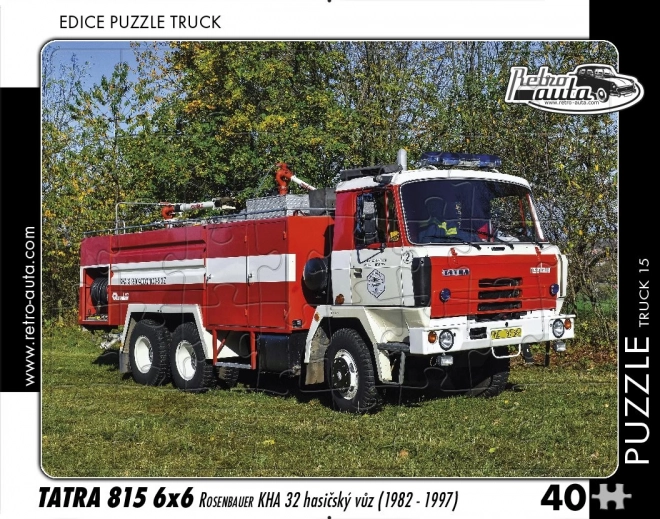 Retro-Puzzle Autos Tatra 815 6x6 Rosenbauer KHA 32 Feuerwehrfahrzeug 40 Teile