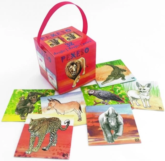 AKIM Memo-Spiel Safari in einer Schachtel mit Band (64 Karten)