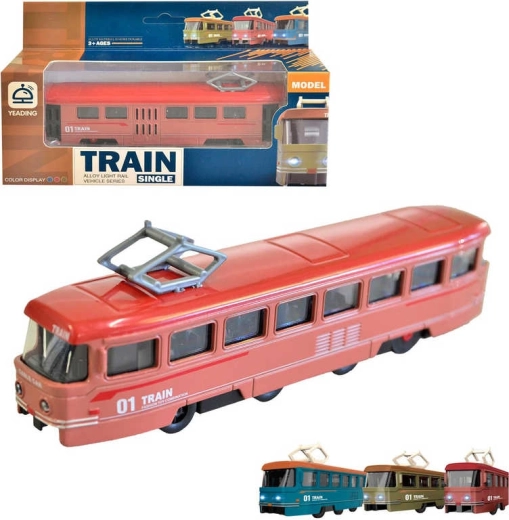 Metallstraßenbahn mit Rückziehantrieb und Sound 19 cm - 1 Stück