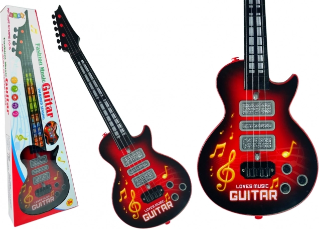 Elektrische Gitarre mit bunten Lichtern Rot