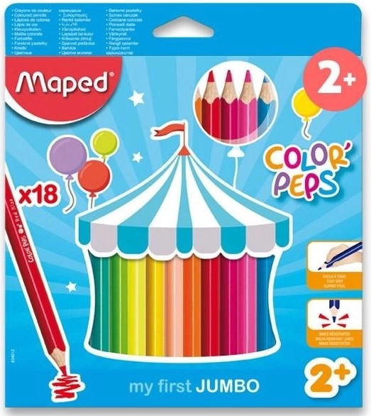 Dreikantige Jumbo Buntstifte Color'Peps von Maped, 18 Stk.