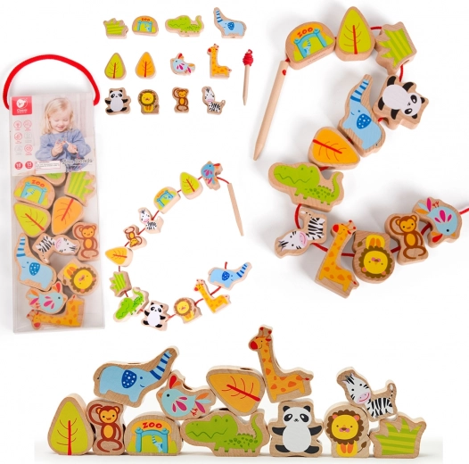 Holzfädelperlen Zoo Classic World, 13 Stück