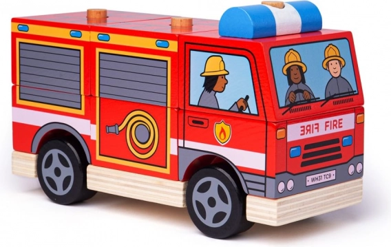 Holz-Feuerwehrauto mit Steckteilen BIGJIGS