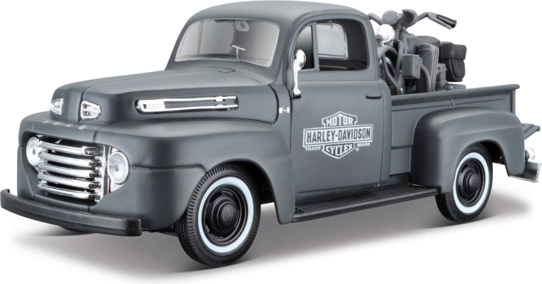 Maisto Harley-Davidson Custom 1948 Ford F-1 Pickup mit WLA Flathead Motorrad 1:24