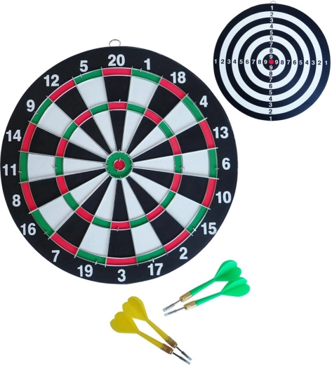 ACRA Papier-Dartscheibe zum Aufhängen, 28,5 cm, mit Metallrahmen + 4 Darts