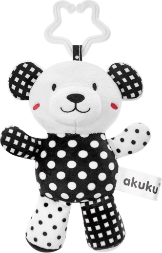Plüsch Schwarz-Weiß Teddybär mit Rassel für Babys