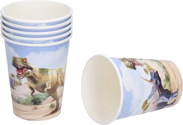Papier-Partybecher Dino 250 ml (6 Stück)
