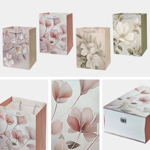 Papier-Geschenktasche mit Blumenmotiv 40 × 30 × 12 cm