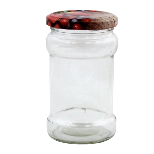 Set aus 12 Einmachgläsern aus Glas 314 ml mit schwarzen Schraubdeckeln 66 mm, quadratische Form