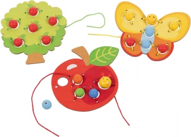 Set aus Holz-Fädelspielzeug – 3 Stück