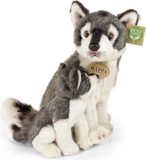 Plüschwolf mit Jungtier Eco-Friendly 27 cm - 2 Stück