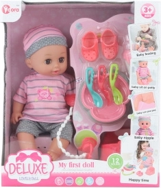 YARA Meine erste Puppe – Baby mit Geräuschen und Pipi-Funktion 28 cm mit Zubehör