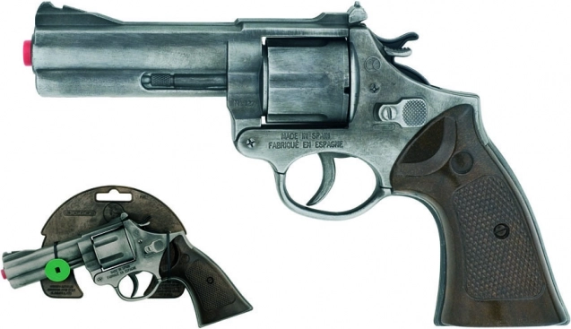 Polizeirevolver Gold Collection silber Metall 12 Schuss