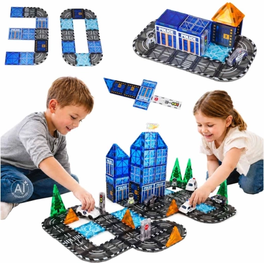 Magnetische Konstruktions-3D-Würfel Polizei – 91 Teile