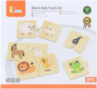 Holzpuzzle VIGA Mama und Junges – Tierpaare