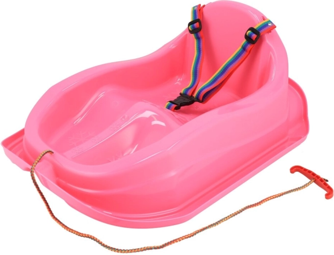 Kunststoff-Schlitten mit Rückenlehne BABY MIX Mini rosa