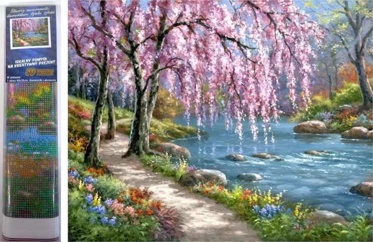 Norimpex Diamantmalerei „Sakura am Fluss“ 30 × 40 cm
