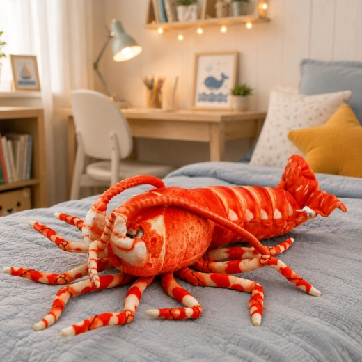 Große Plüsch-Garnele zum Kuscheln und als Kissen