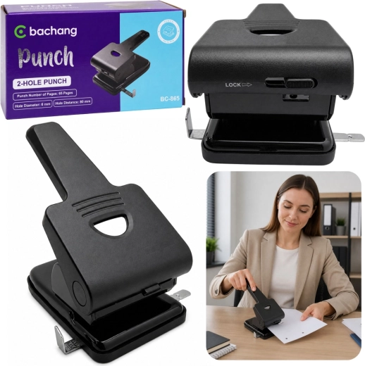 Metall-Locher für 65 Blatt, schwarz