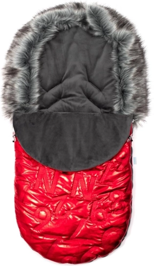 Luxuriöser Fußsack mit Fell NEW BABY rot