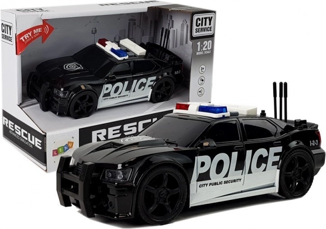 Polizeiauto mit Aufziehantrieb, Lichtern und Sounds 1:20