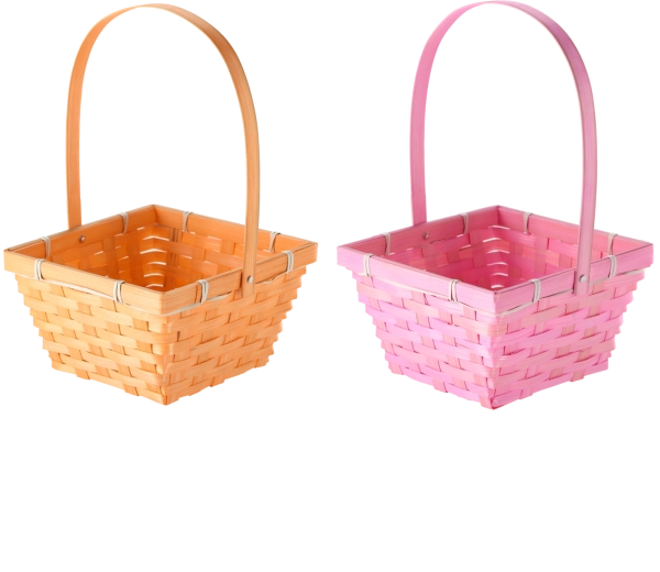 Osterkorb mit beweglichem Henkel, 18,5 × 18,5 × 10 cm, Mix aus 2 Pastellfarben
