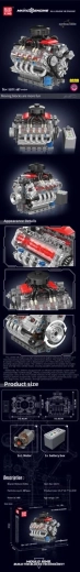 Mould King V8-Motor-Bausatz, 488 Teile