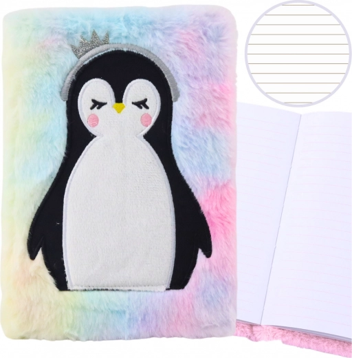 Plüschiges liniertes Notizbuch mit Pinguin A5