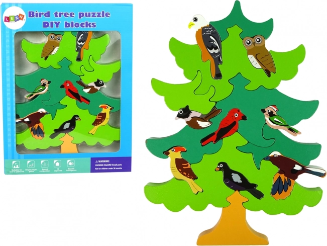 Holzbaum-Puzzle mit Waldvögeln DIY