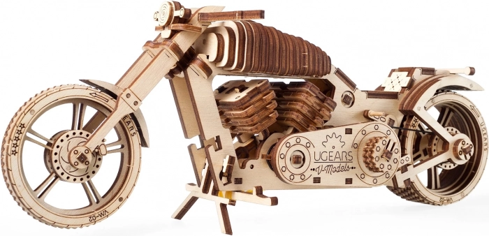 Holzpuzzle 3D Motorrad UGEARS – mechanisches Modell ohne Kleben