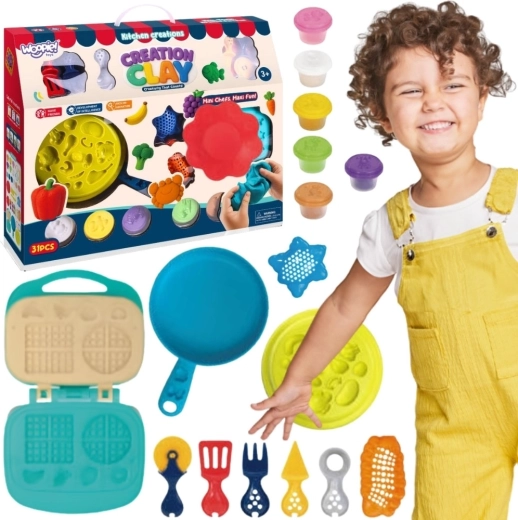Woopie Creation Clay Knetset mit Waffeleisen und Küchenzubehör (39 Stk.)