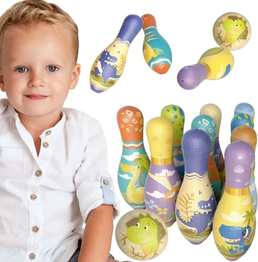 Weiches Kinder-Kegelspiel mit Dinosauriern Woopie – 12 Teile