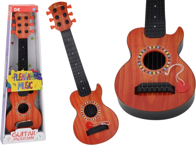 Kinder-Spielzeuggitarre Holz Orange