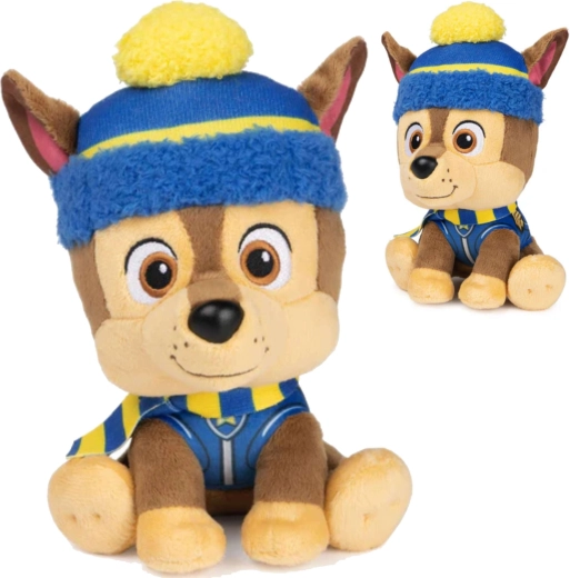 Plüschhund CHASE aus PAW PATROL mit Wintermütze und Schal 18 cm