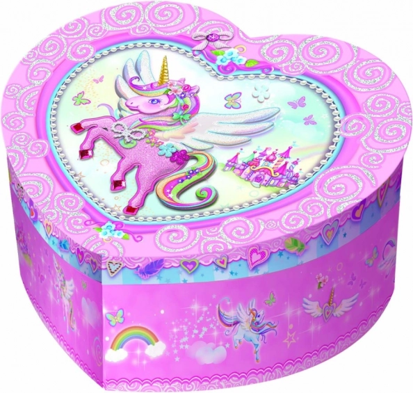 Musikschatulle in Herzform mit Einhorn