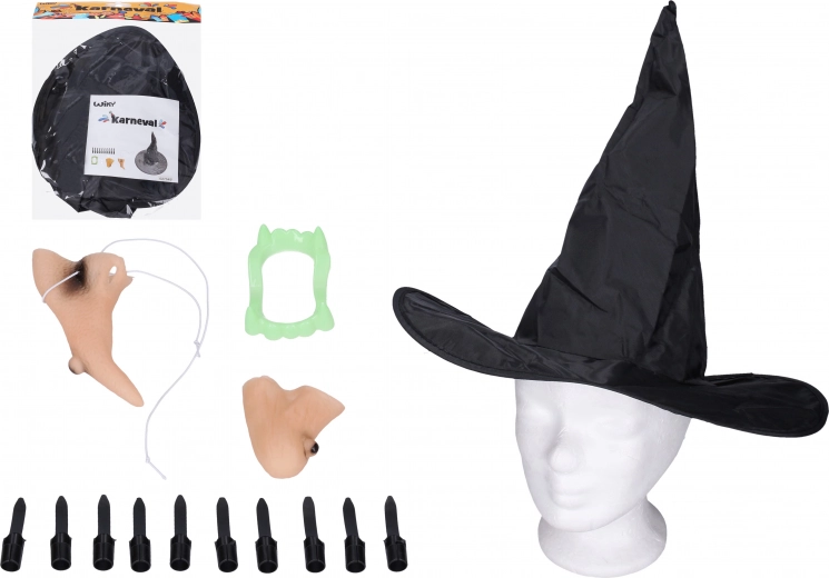 Set für Hexen – Nase, Kinn, Finger, Zähne und Hut