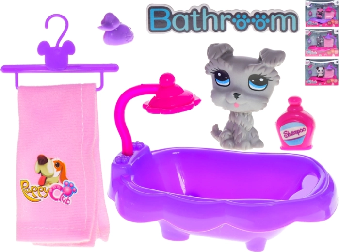 Hündchen mit Badewanne und Zubehör – Bade-Set für Kinder ab 3 Jahren