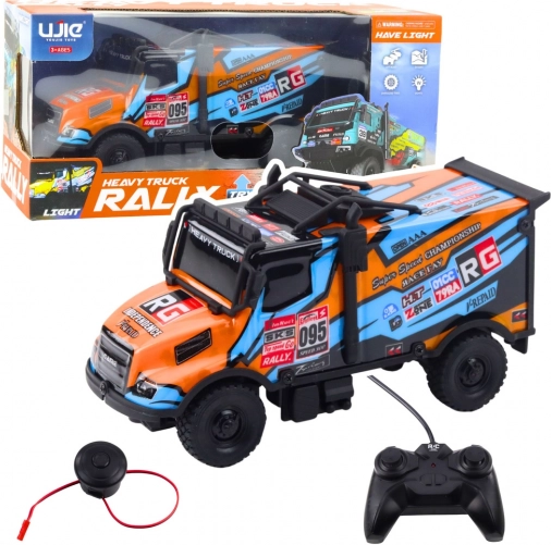 RC-Lastwagen – orange-blauer ferngesteuerter Lkw