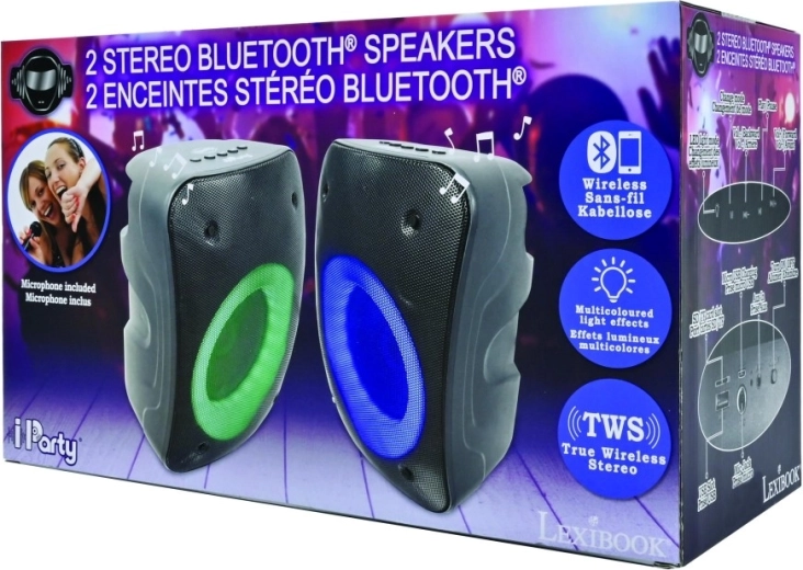 Lexibook iParty Set tragbarer Bluetooth-Lautsprecher mit Mikrofon