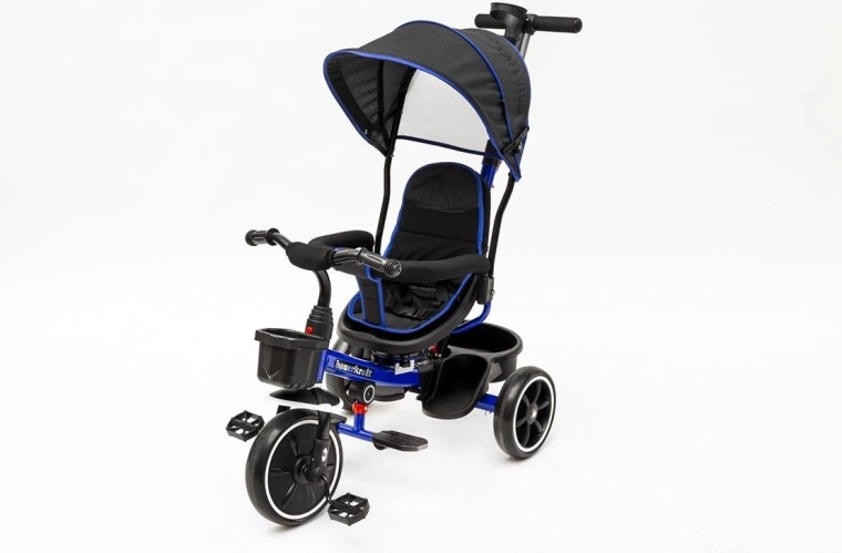 Bauerkraft 2-in-1 Dreirad mit drehbarem Sitz und Sonnendach, Marineblau