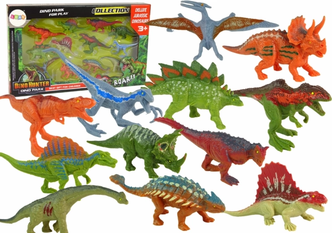 Set mit Dinosaurierfiguren, 12 Stk – bunte Gummispiele