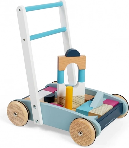 BIGJIGS BABY Holzlauflernwagen mit Bausteinen