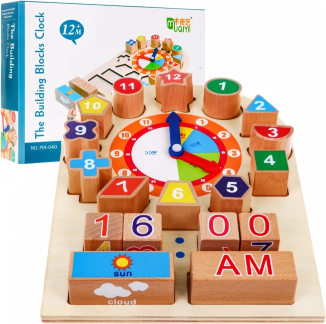 Holztafel für Kinderstunden 12m+ Zeit- und Wetterlernen