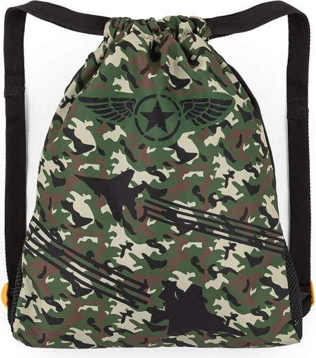 Bagmaster Schulbeutel für Hausschuhe und Sport mit Kampfjet-Motiv